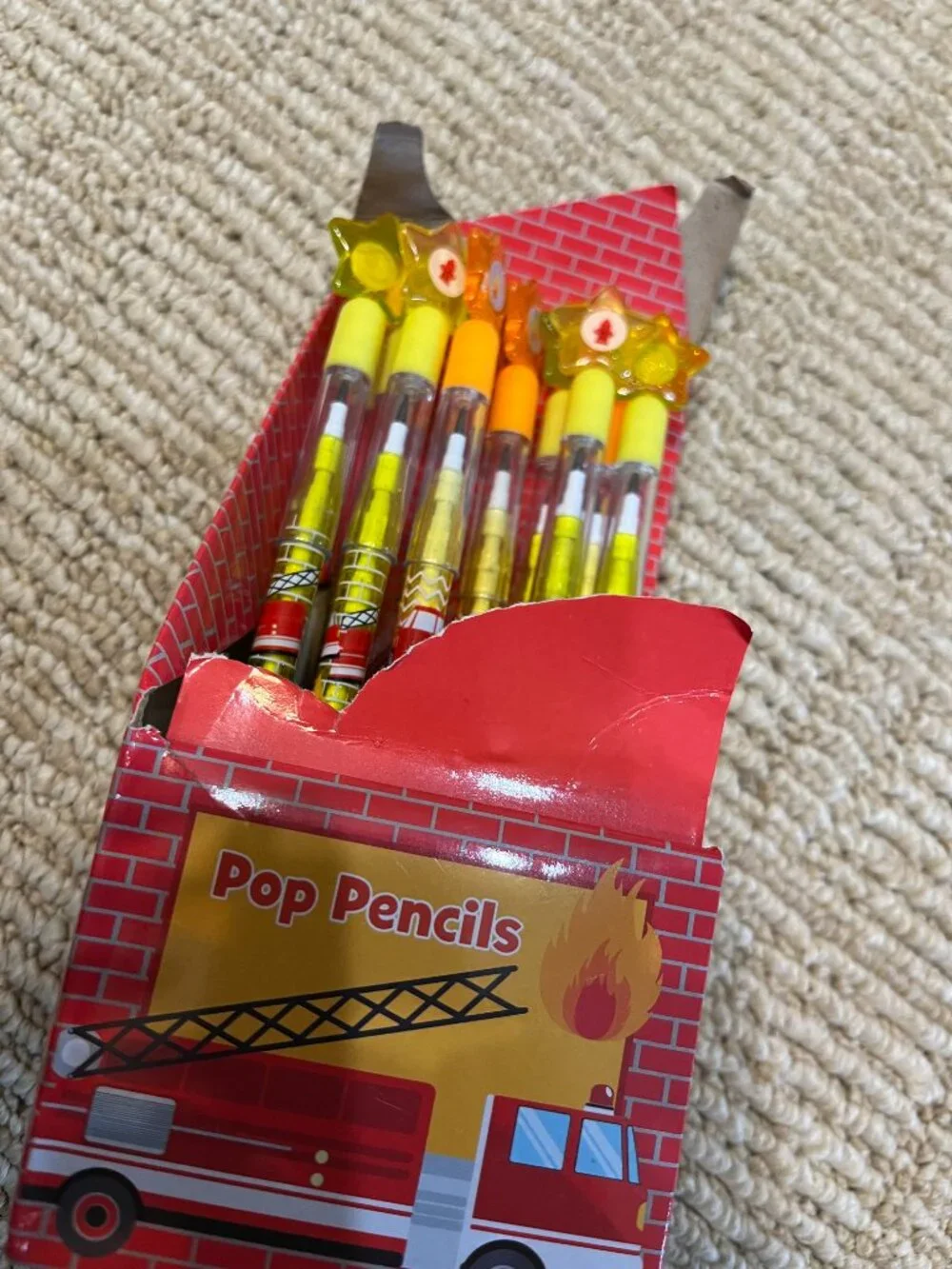 Pencils - Fire Truck Themed Pencils -Caps Erasers Kids School/Party Favors (NEW)